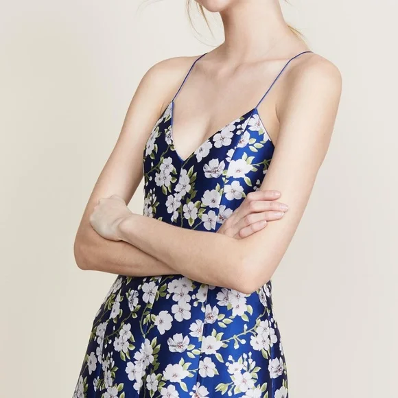 🍉Alice + Olivia Tayla Blue/White Floral Mini Dress Lantern Structured - Picture 7 of 12